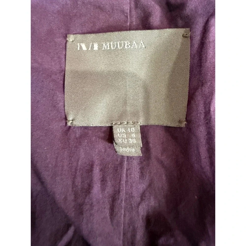 Muubaa Y2K Lamb Leather Biker Jacket Buckle Neck Purple Size 6